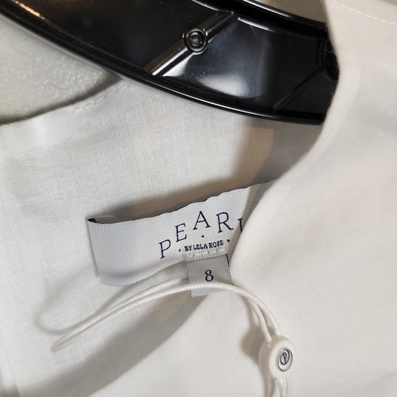 Pearl Lela Rose poplin bow white dress, size 8, nwot - Picture 3 of 9